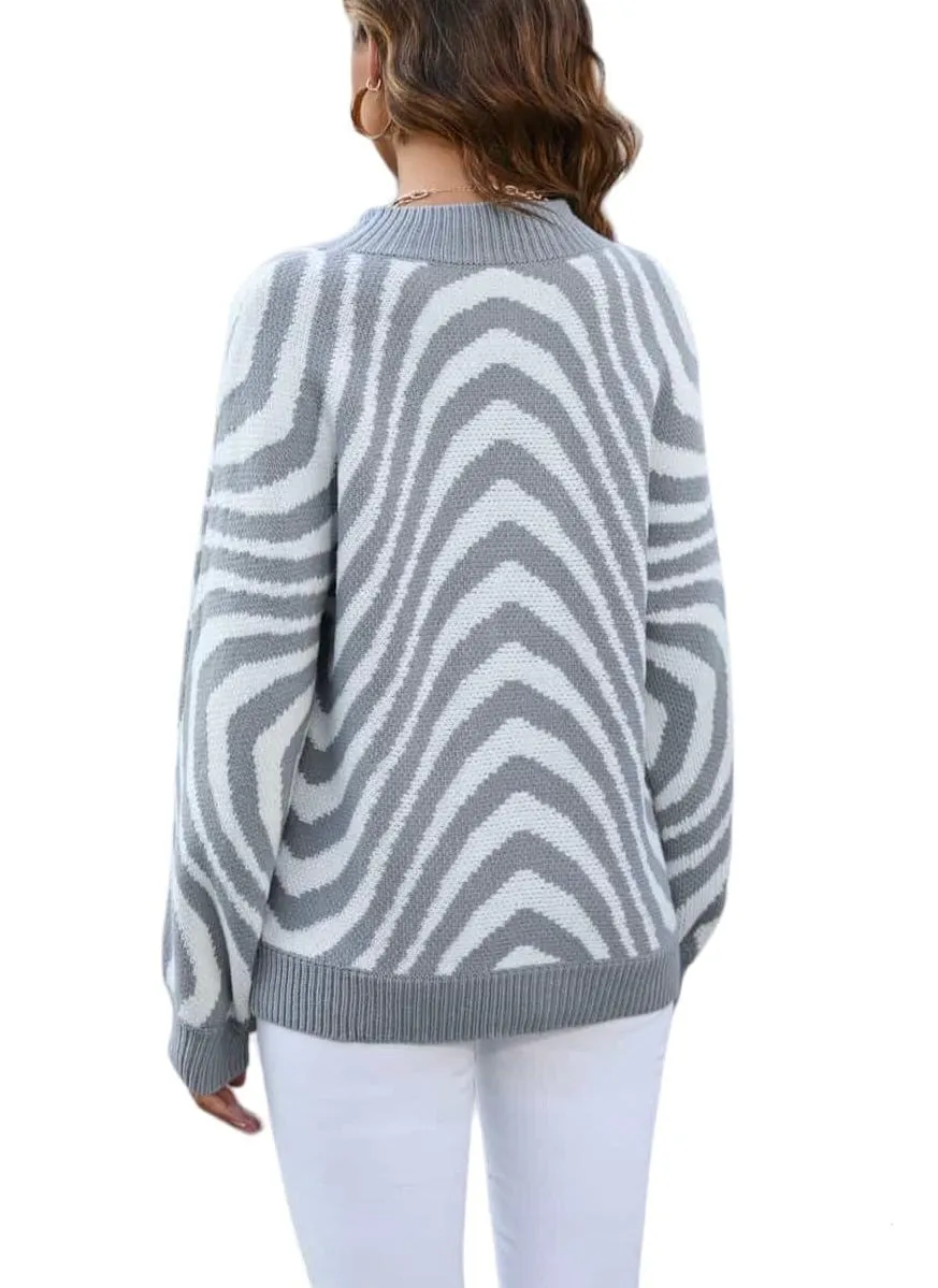 Fresh Impressions Long Sleeve Patterned Pullover