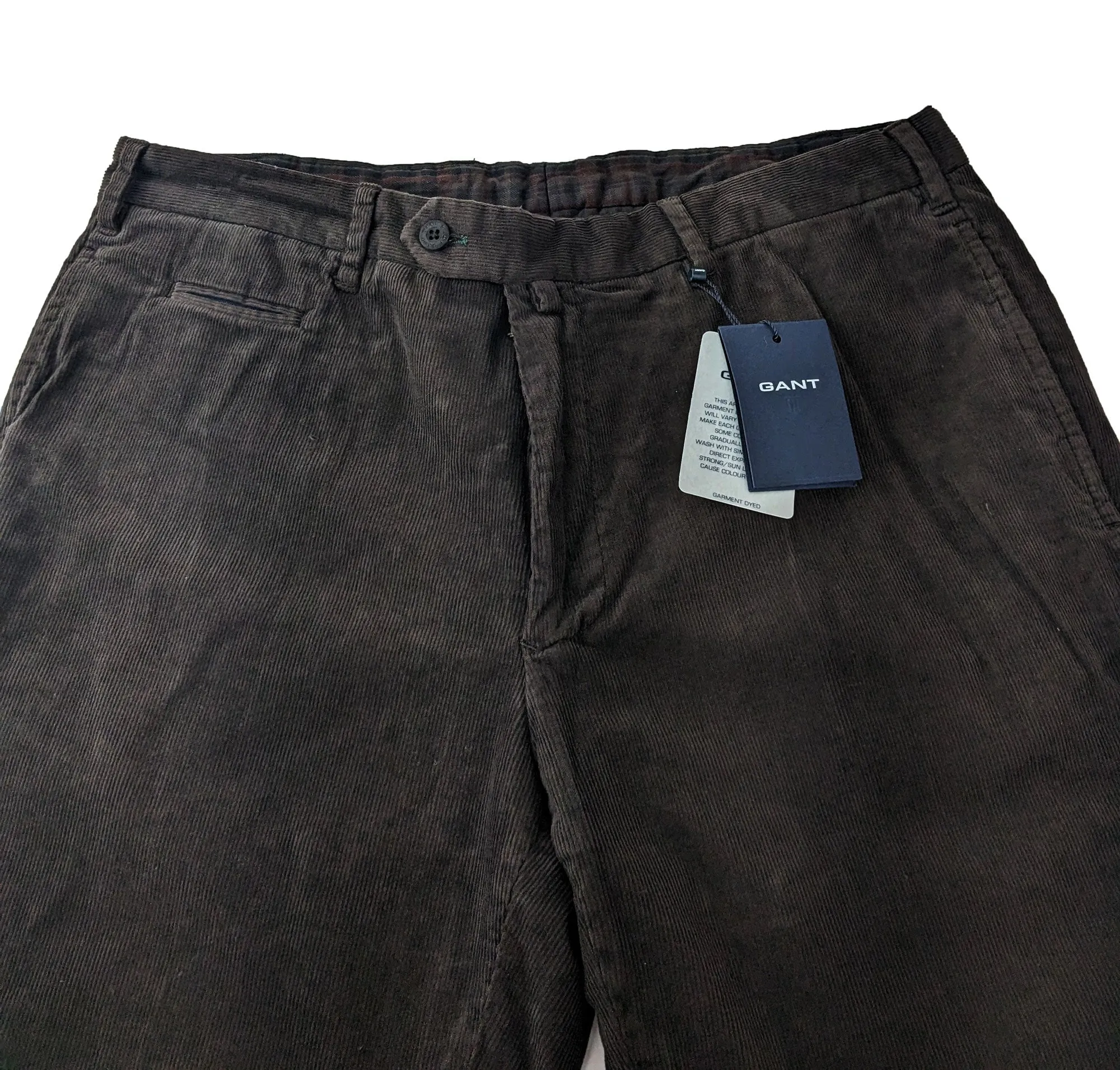 GANT Men's Dark Brown Tailored Comfort Mini Cord Pants Size 34 $225 NWT