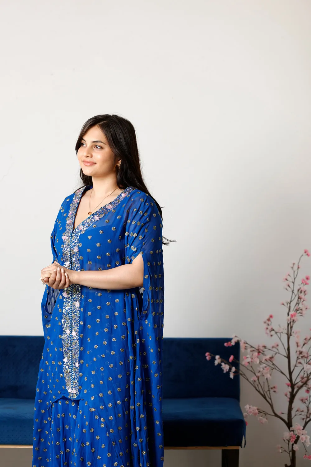 Georgette Kaftan With Sharara Pants