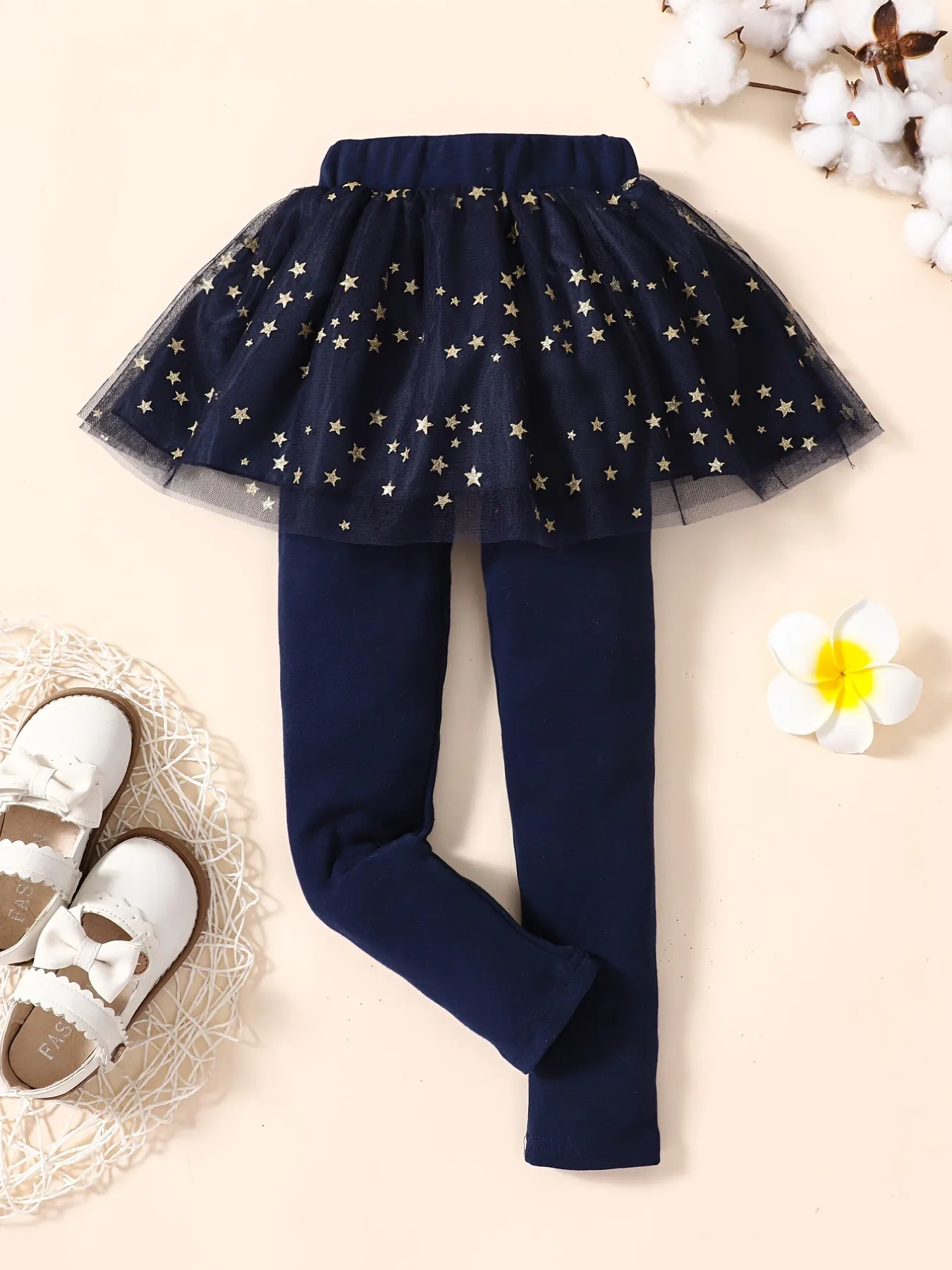 Girls Stitching Star Tutu Skirt Leggings - A Warm and Stylish Winter Outfit