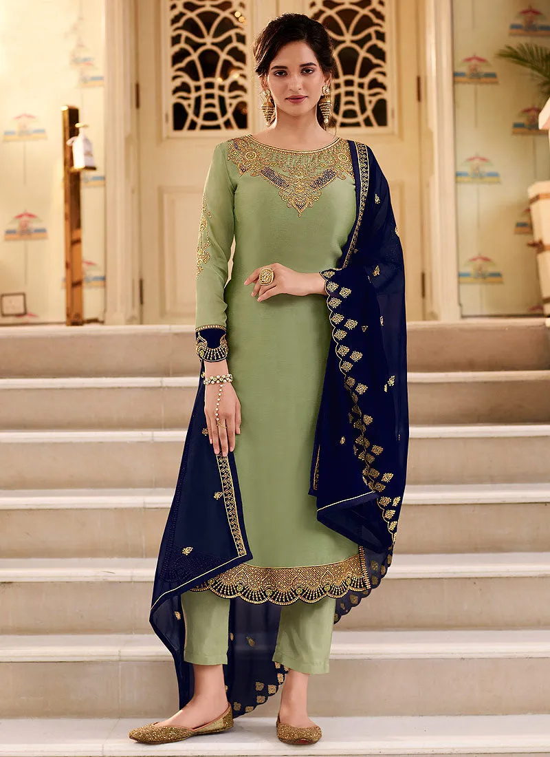 Green Designer Sharara Suit