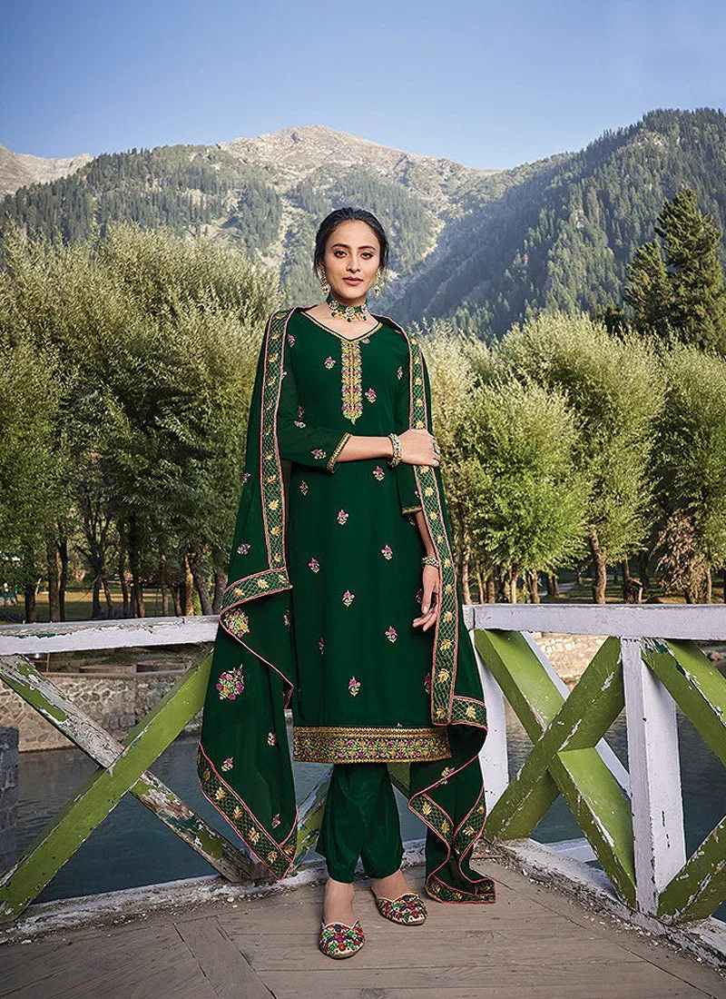 Green Embroidered Salwar Suit