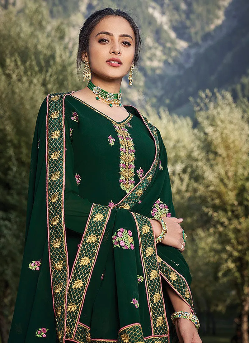 Green Embroidered Salwar Suit