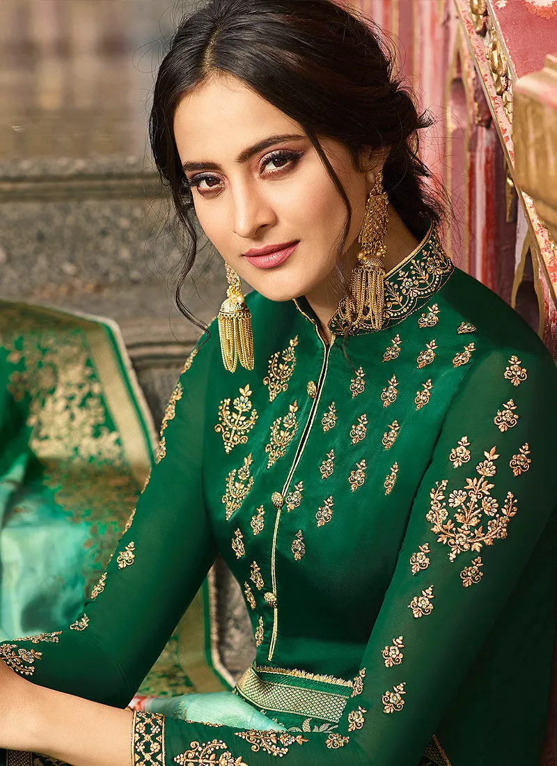 Green Overall Pakistani Pant Suit