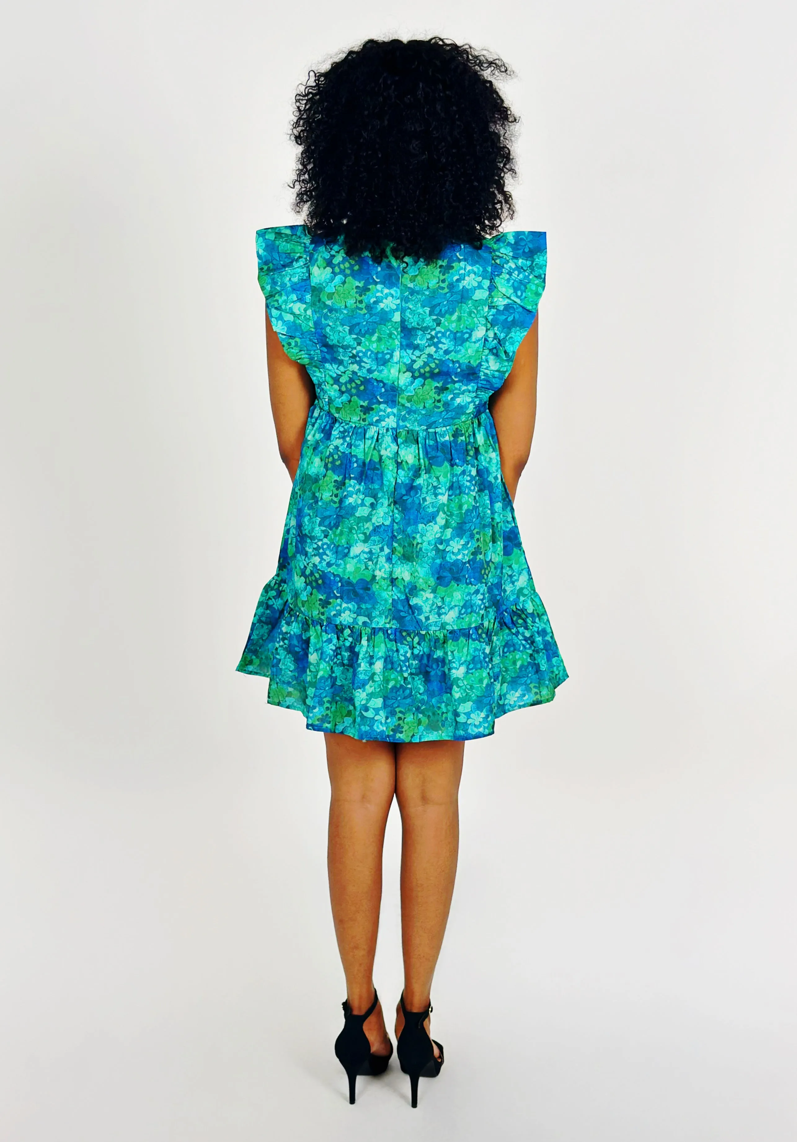Green Printed Mini Dress