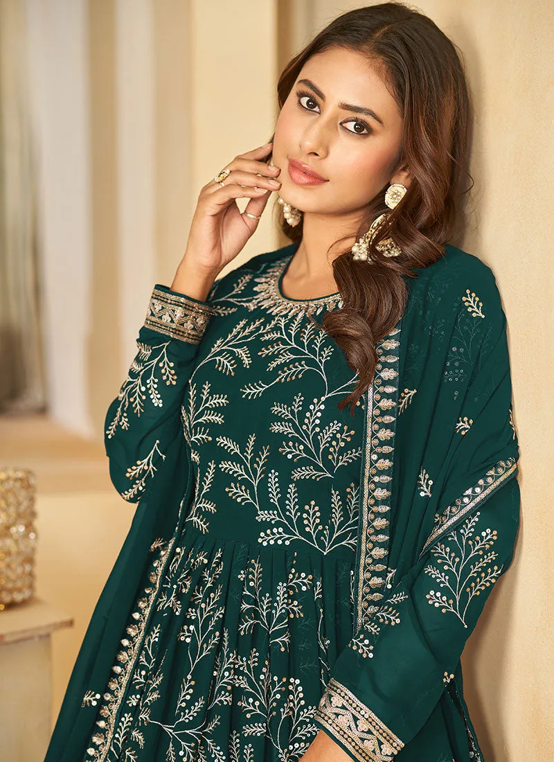 Green Sequence Embroidered Designer Anarkali Suit