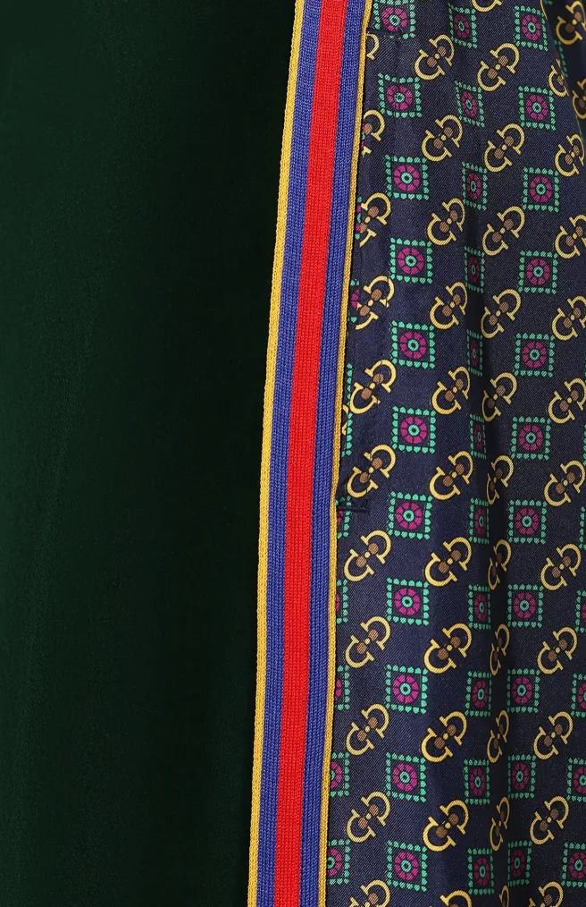 Gucci Bi-material Scarf Print Track Pants in Green