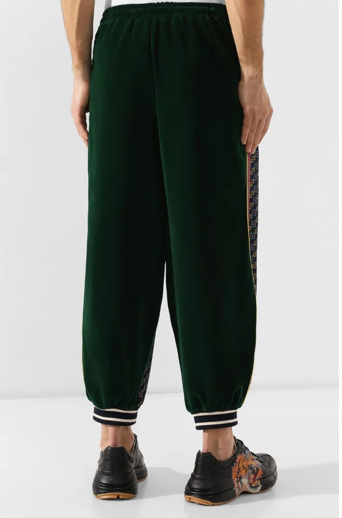 Gucci Bi-material Scarf Print Track Pants in Green