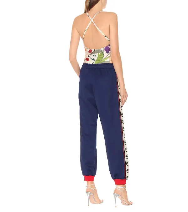 Gucci GG Logo Stripe Jersey Track Pants in Blue