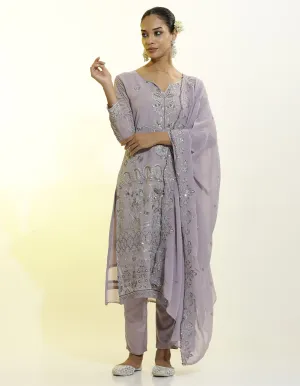 Heavy Embroidered Georgette Festive Kurta Set With Dupatta