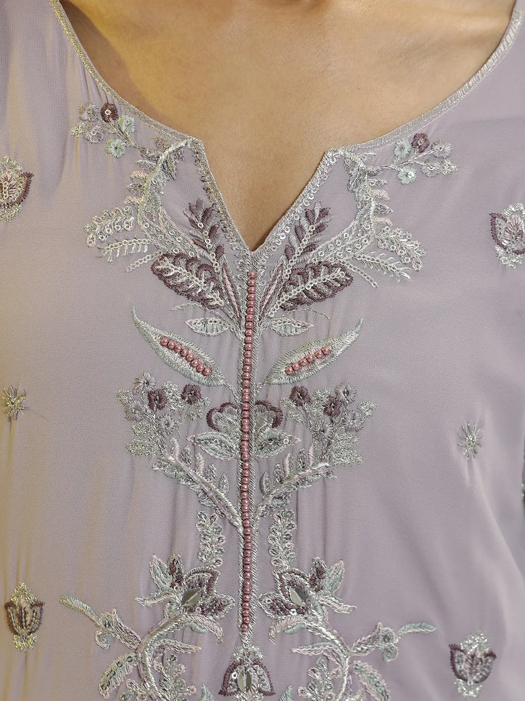 Heavy Embroidered Georgette Festive Kurta Set With Dupatta