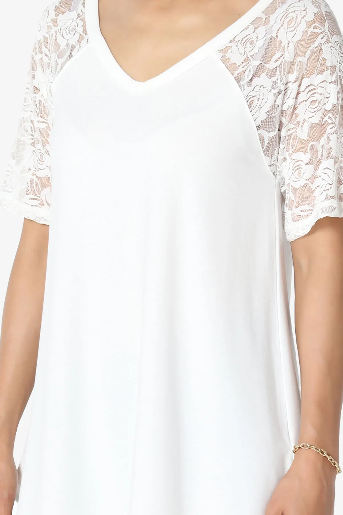 Helisa Lace Sleeve Jersey Top PLUS