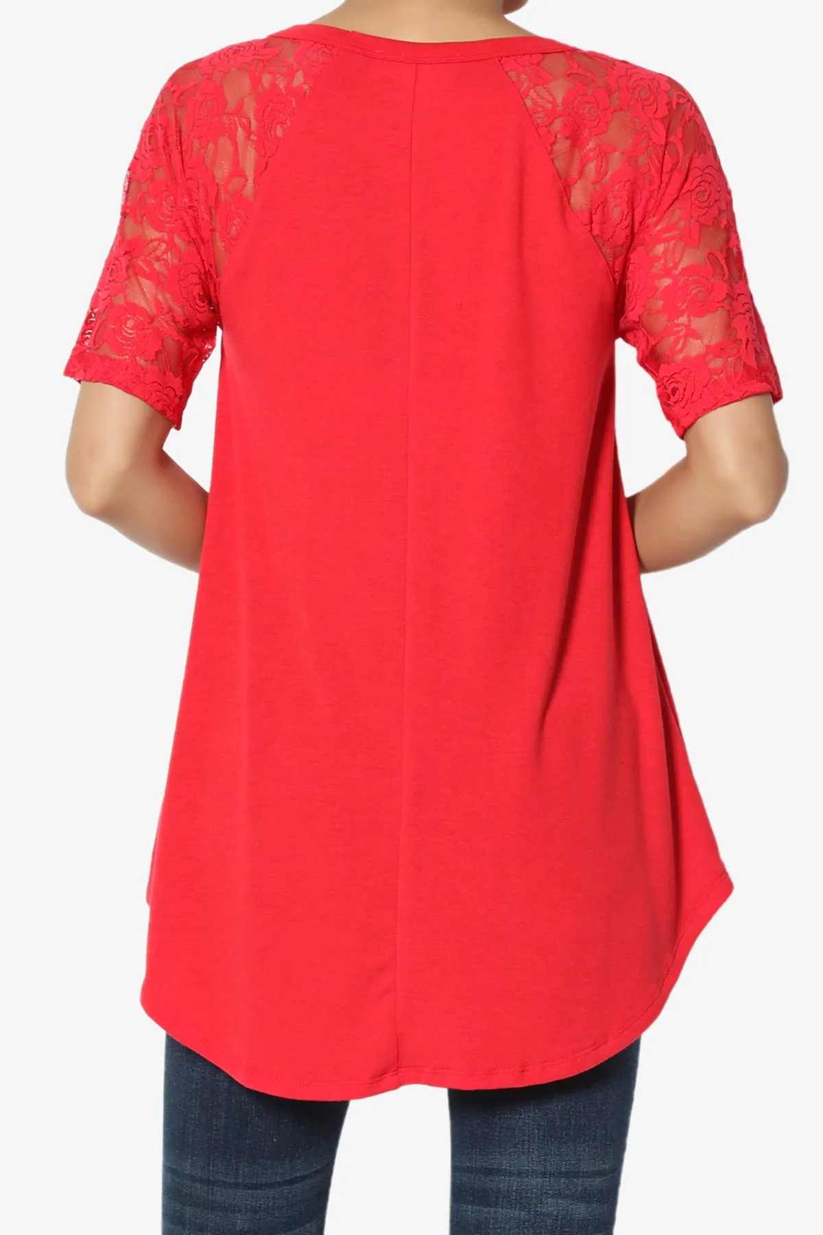 Helisa Lace Sleeve Jersey Top PLUS