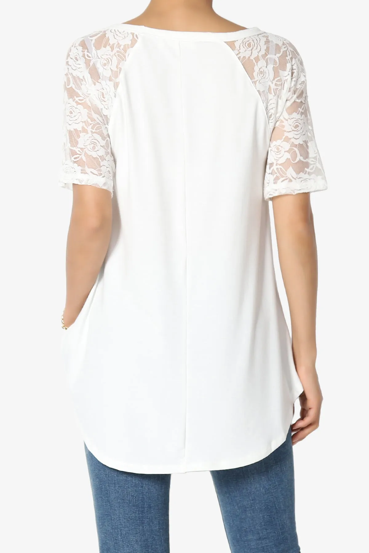 Helisa Lace Sleeve Jersey Top PLUS