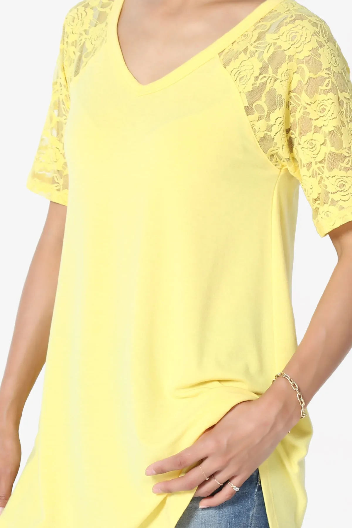 Helisa Lace Sleeve Jersey Top PLUS