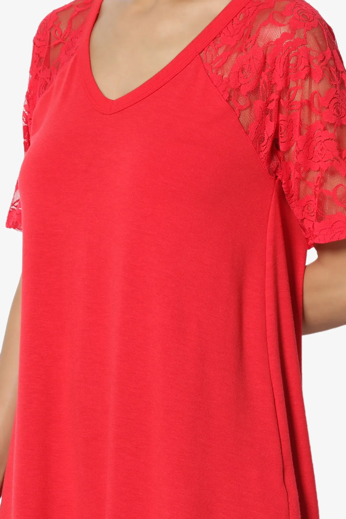 Helisa Lace Sleeve Jersey Top PLUS