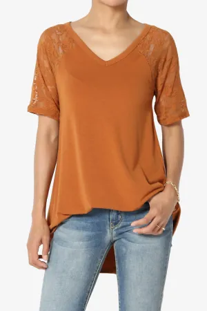 Helisa Lace Sleeve Jersey Top PLUS
