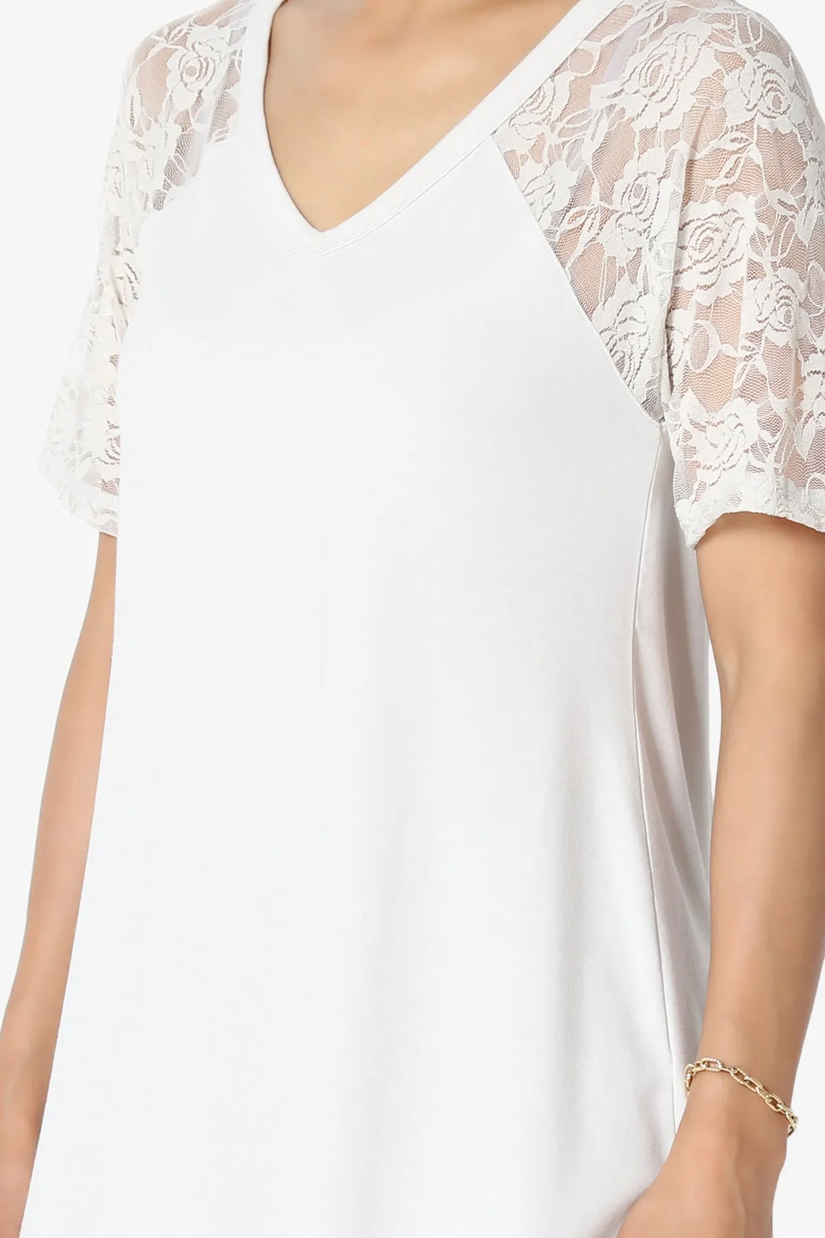 Helisa Lace Sleeve Jersey Top PLUS