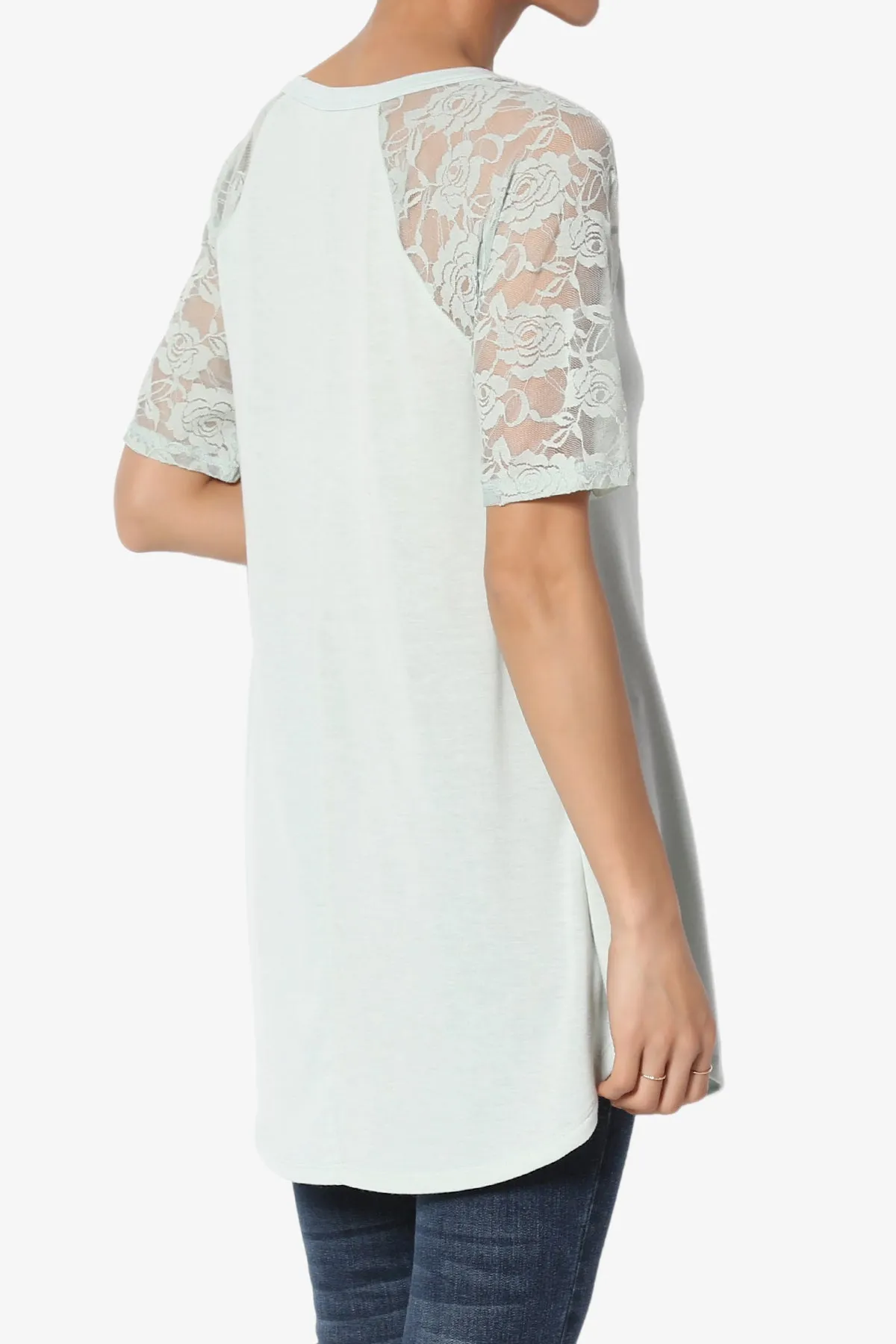 Helisa Lace Sleeve Jersey Top PLUS