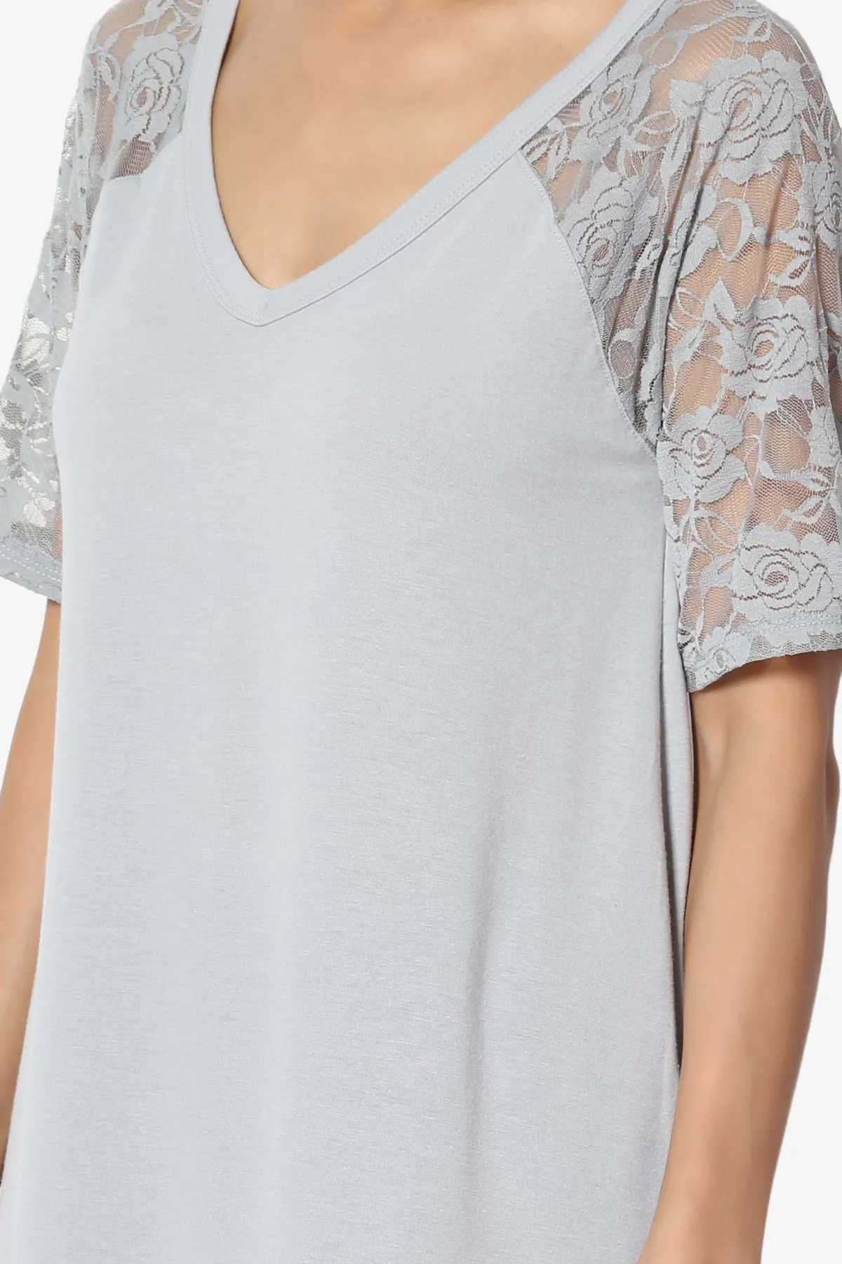 Helisa Lace Sleeve Jersey Top PLUS