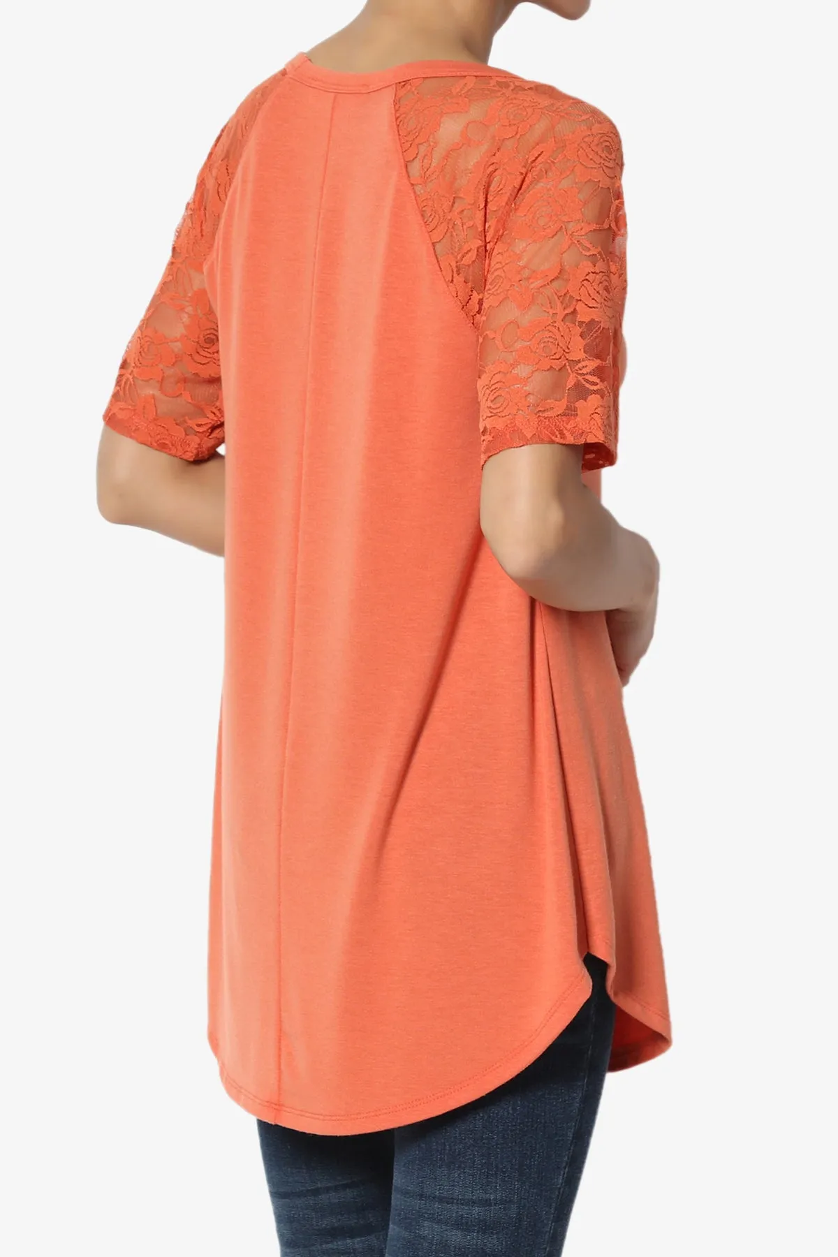 Helisa Lace Sleeve Jersey Top PLUS