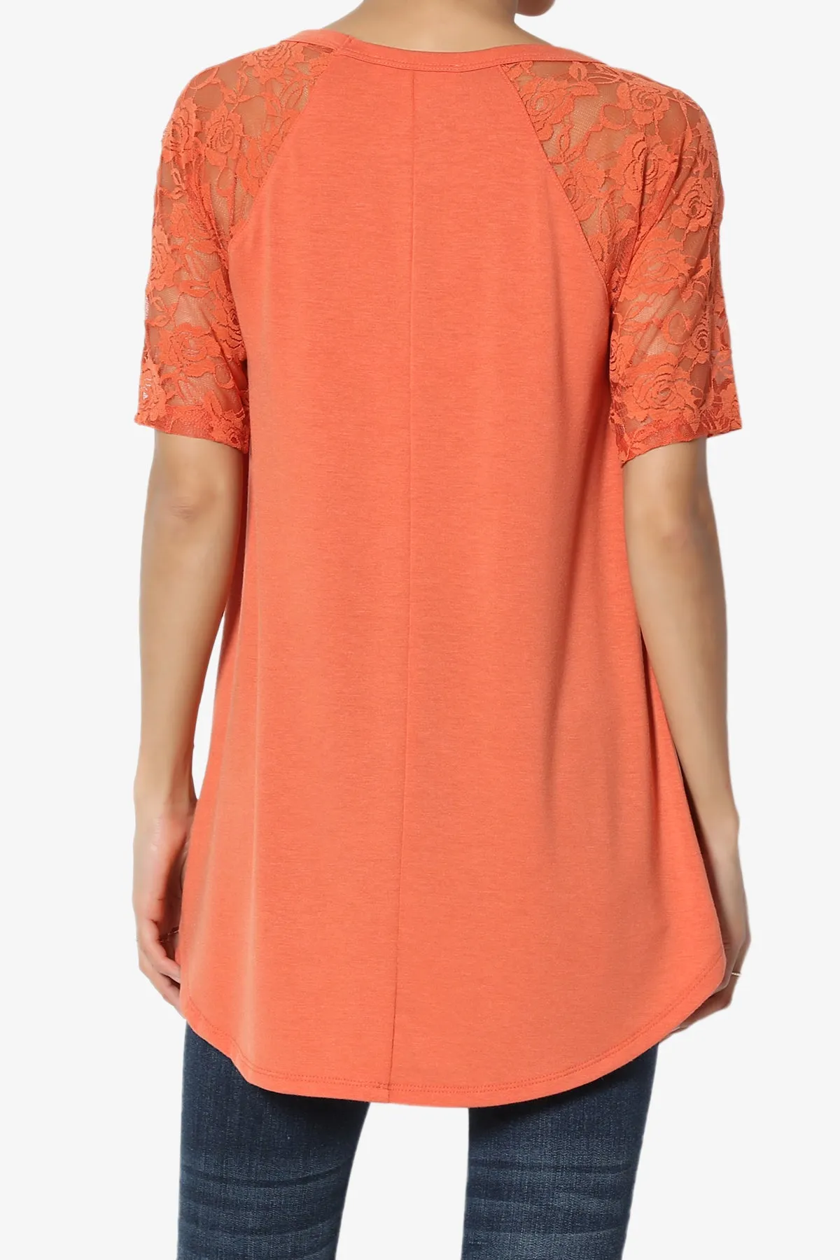 Helisa Lace Sleeve Jersey Top PLUS