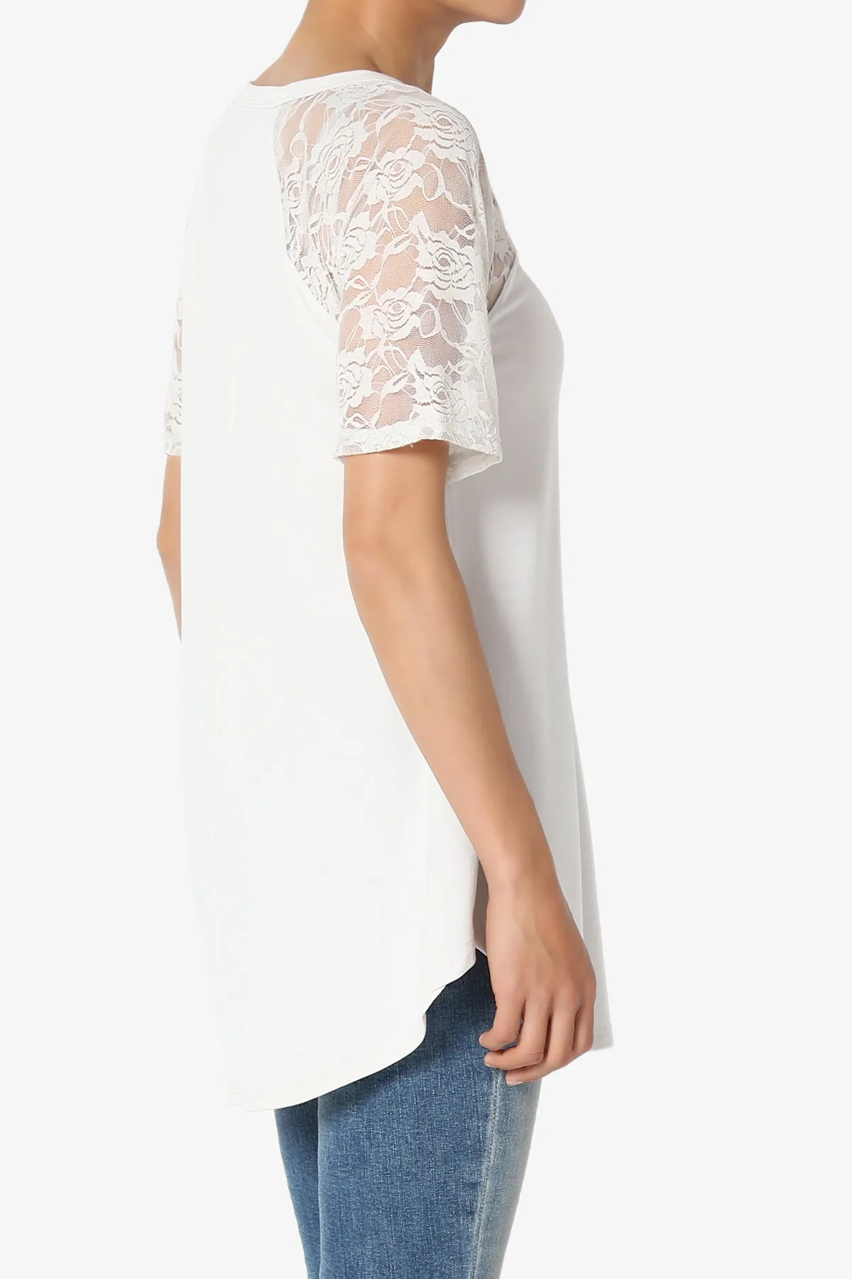 Helisa Lace Sleeve Jersey Top PLUS