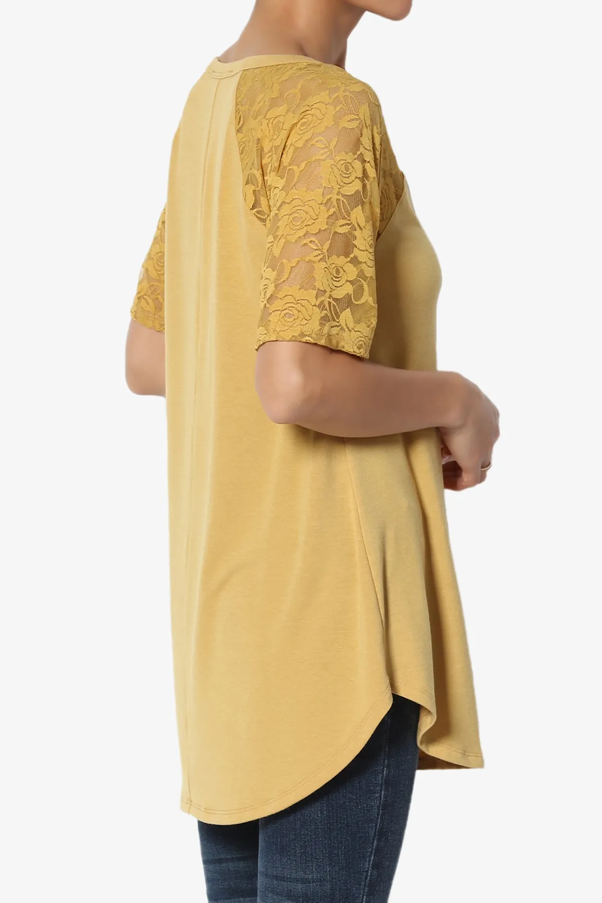 Helisa Lace Sleeve Jersey Top PLUS
