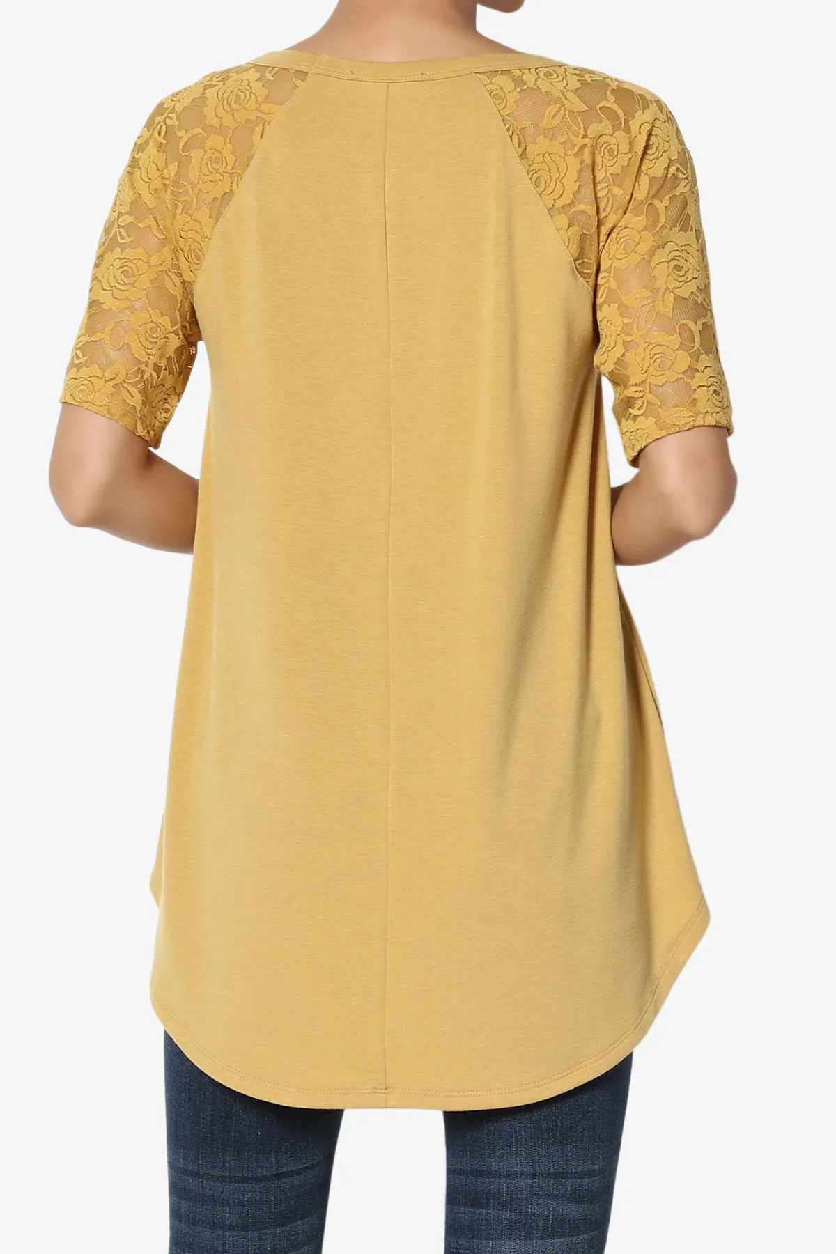 Helisa Lace Sleeve Jersey Top PLUS