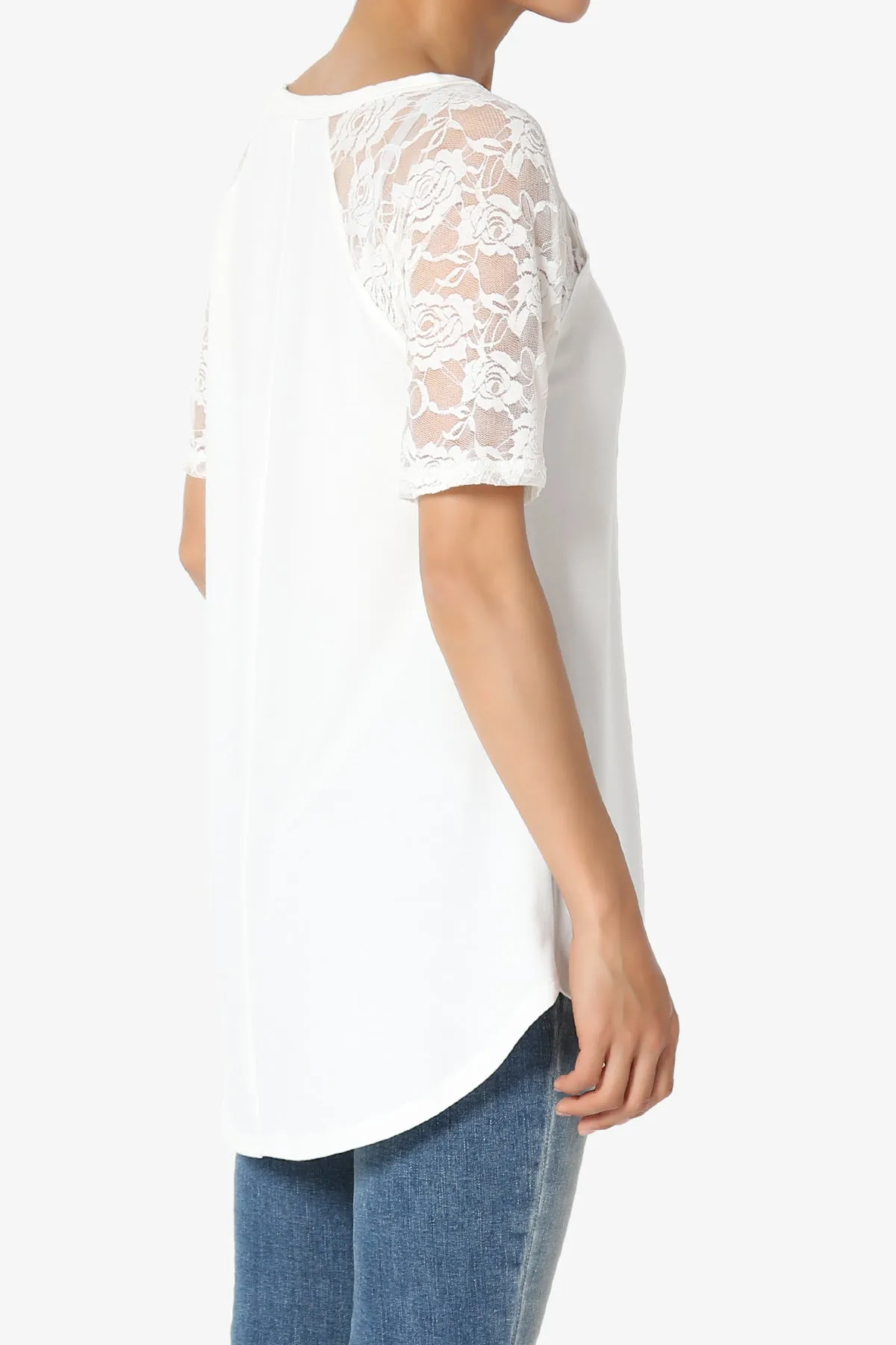 Helisa Lace Sleeve Jersey Top PLUS