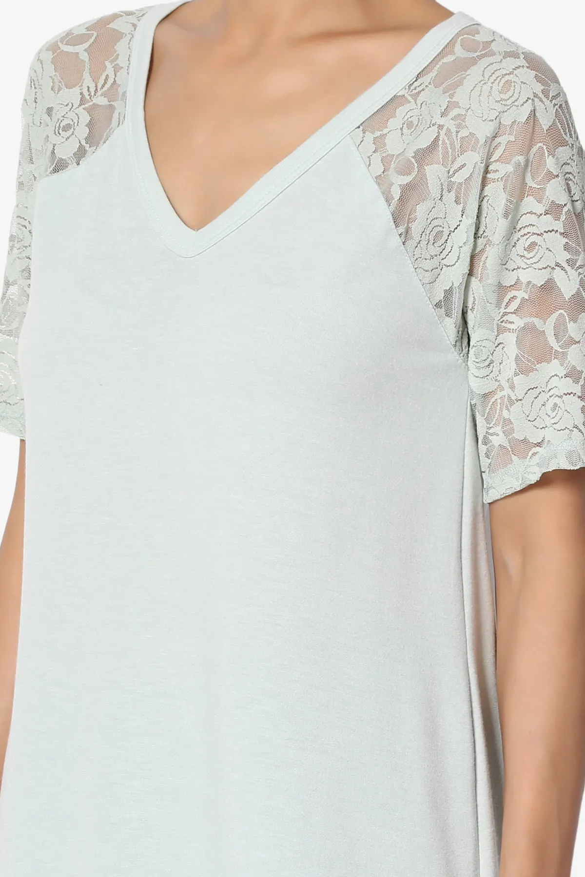 Helisa Lace Sleeve Jersey Top PLUS