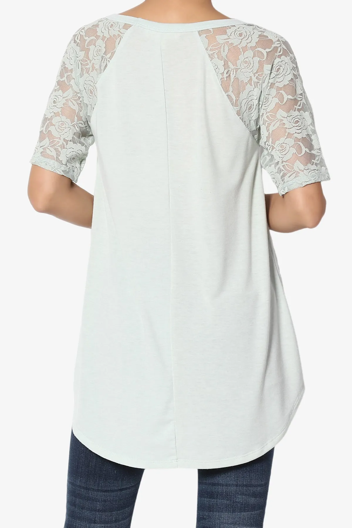 Helisa Lace Sleeve Jersey Top PLUS