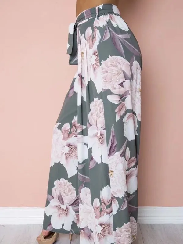 High Waist Loose Printed Casual Wide Leg Pants