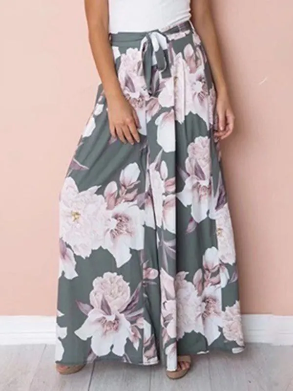 High Waist Loose Printed Casual Wide Leg Pants