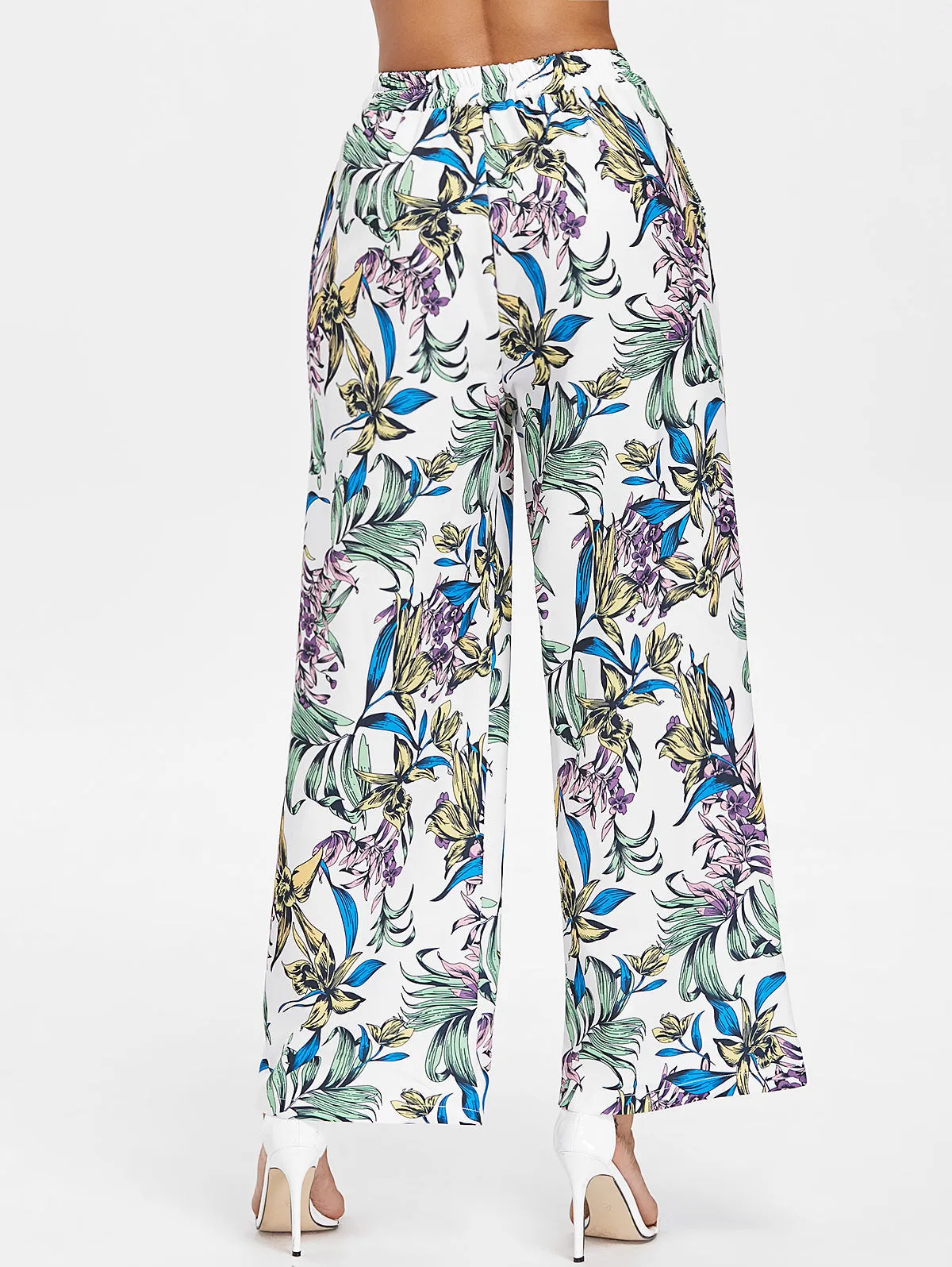 High Waist Printed Straight Loose Wide Leg Pants