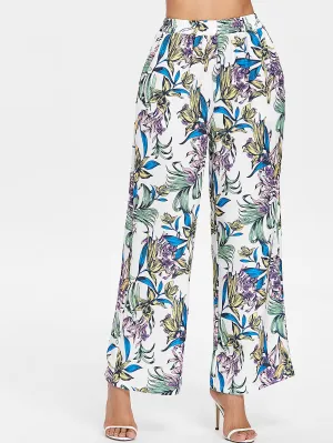 High Waist Printed Straight Loose Wide Leg Pants