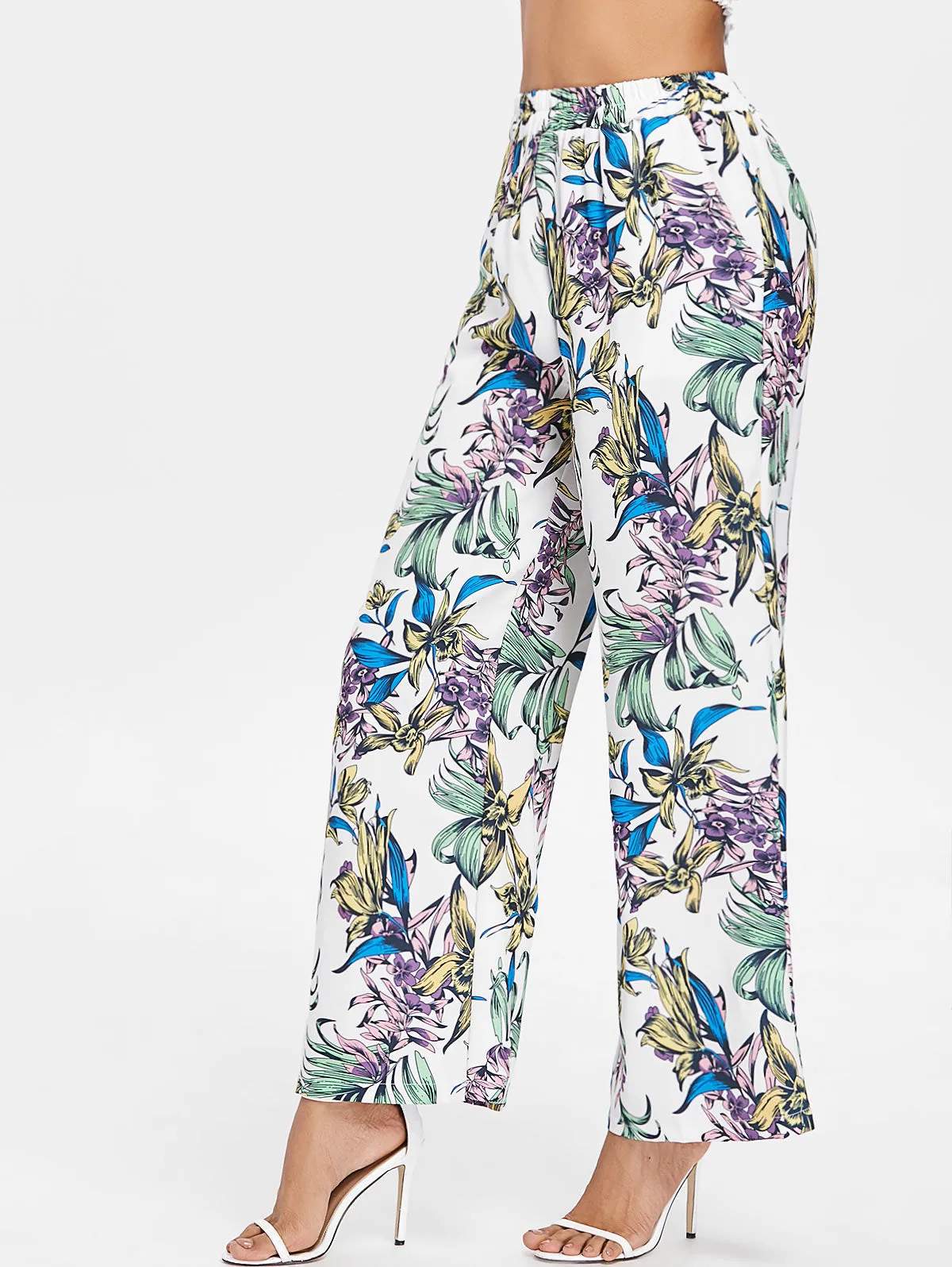 High Waist Printed Straight Loose Wide Leg Pants