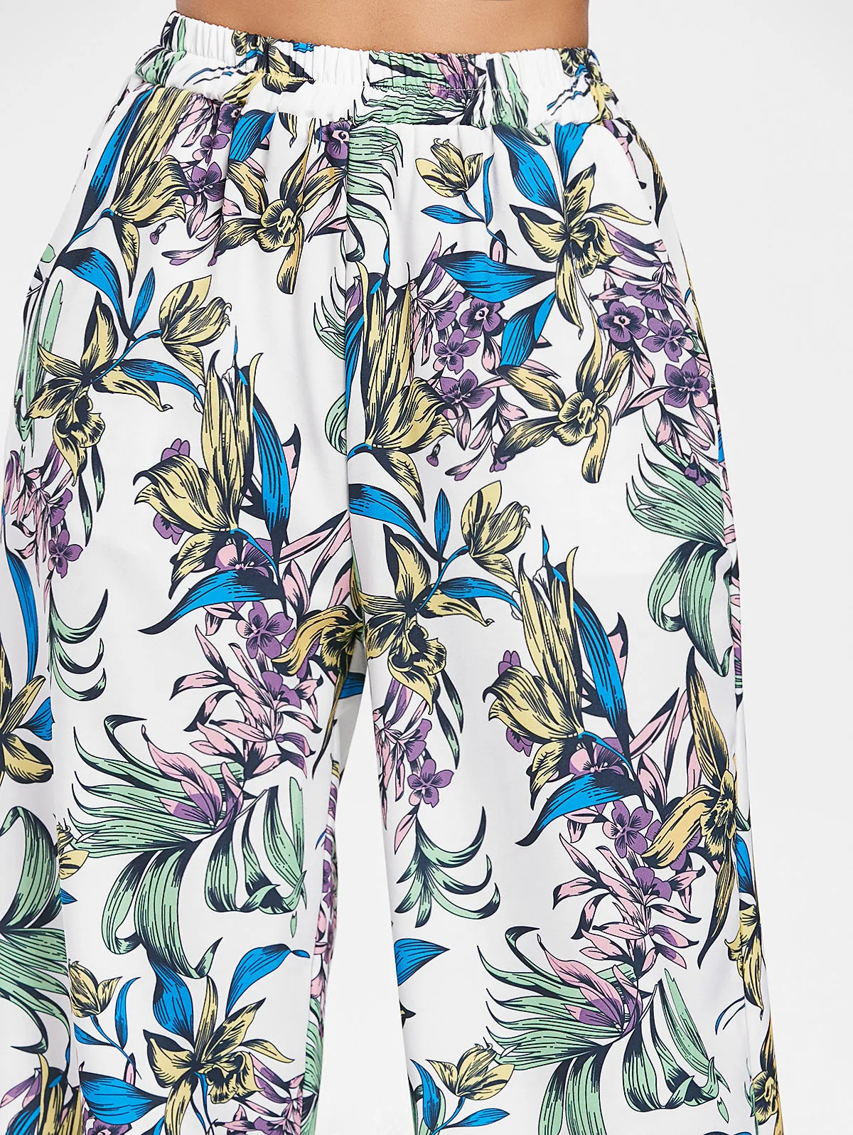 High Waist Printed Straight Loose Wide Leg Pants
