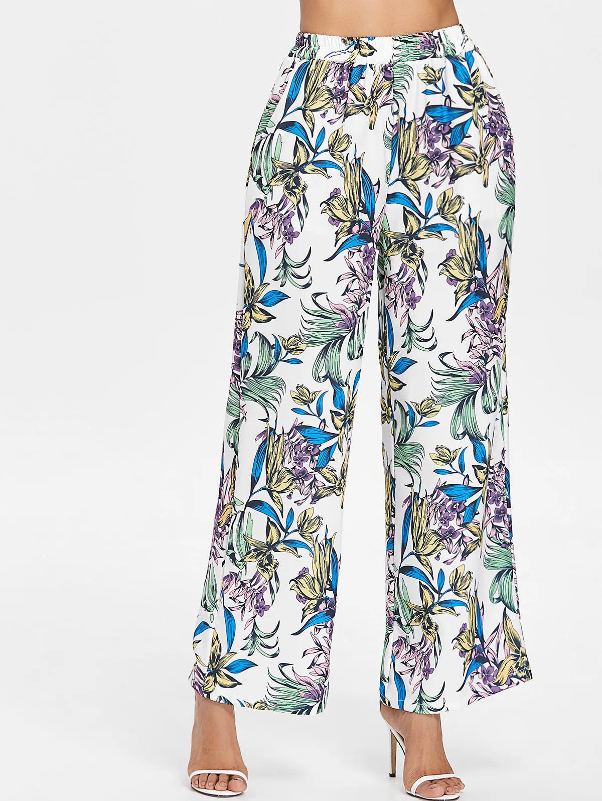 High Waist Printed Straight Loose Wide Leg Pants