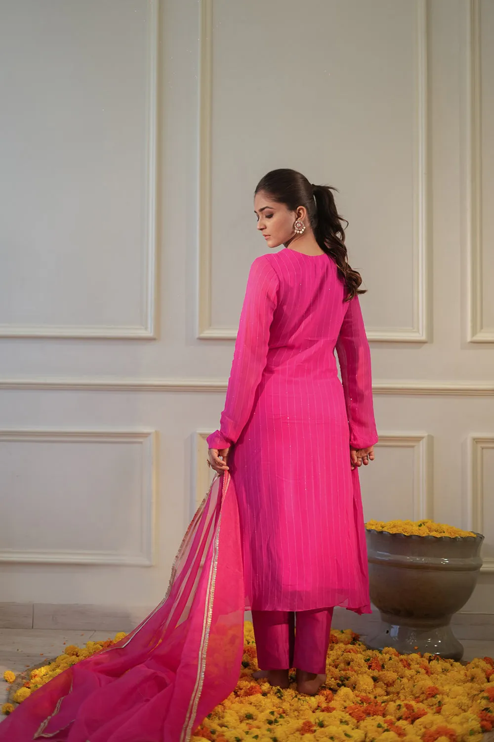 Hot Pink Sequin Kurta Set