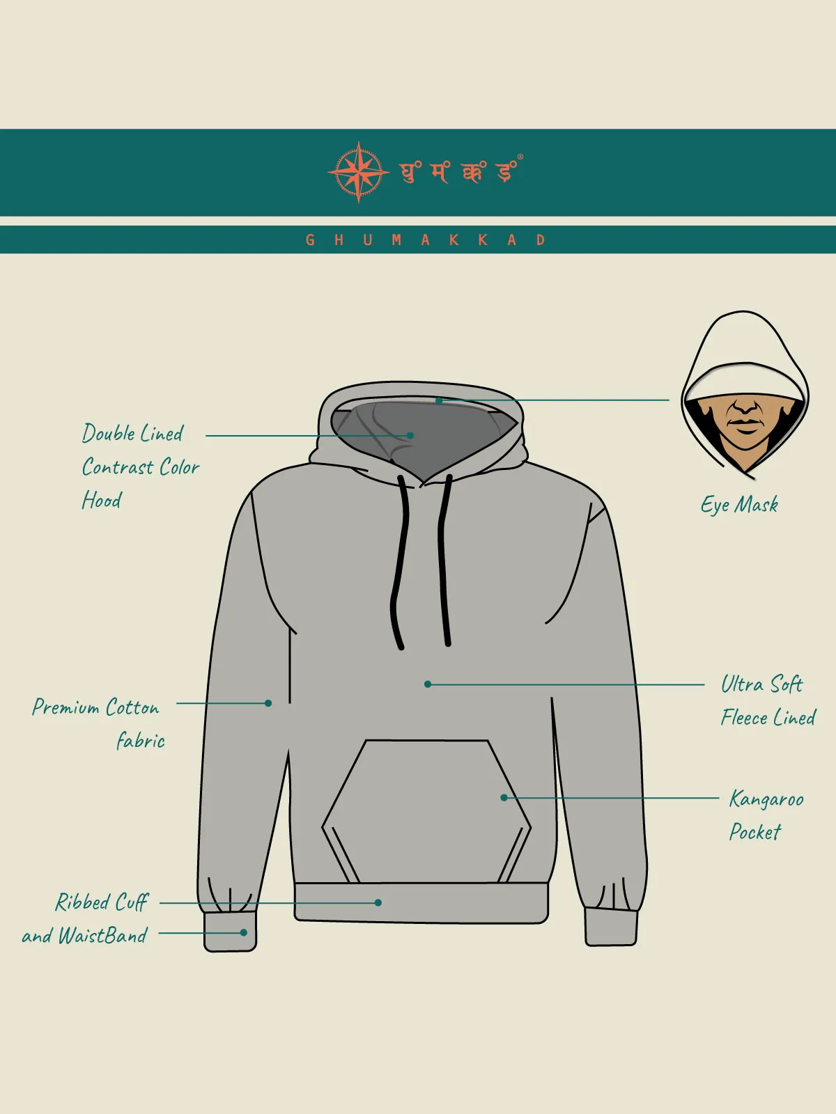 Hunter Printed Cotton Hoodie for Men & Women