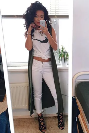 Ivanna Khaki Sleeveless Jacket