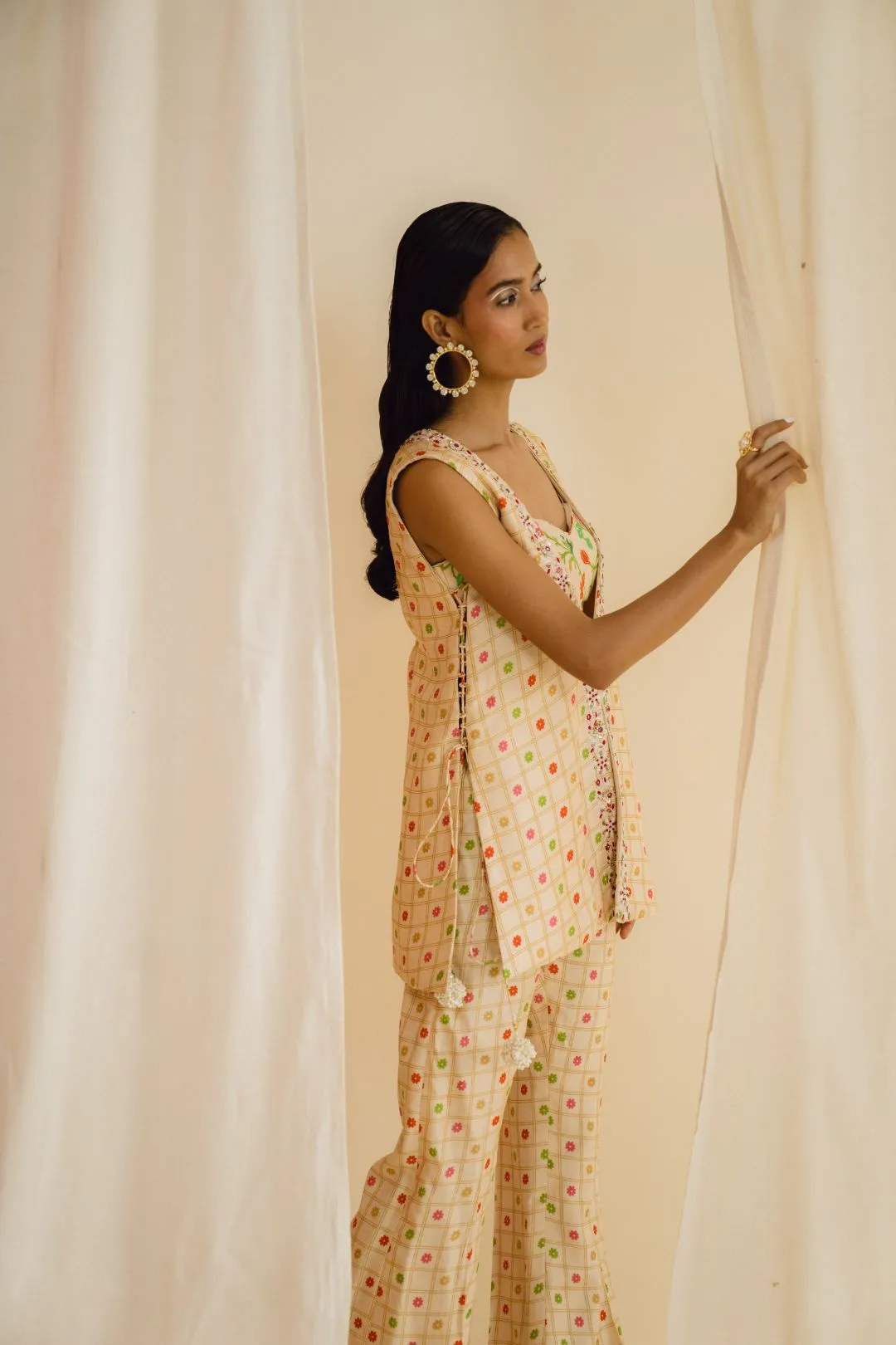 Ivory Printed Jacket set