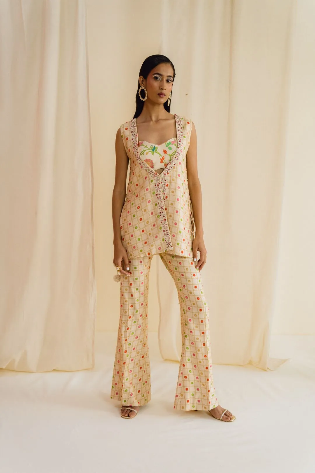 Ivory Printed Jacket set