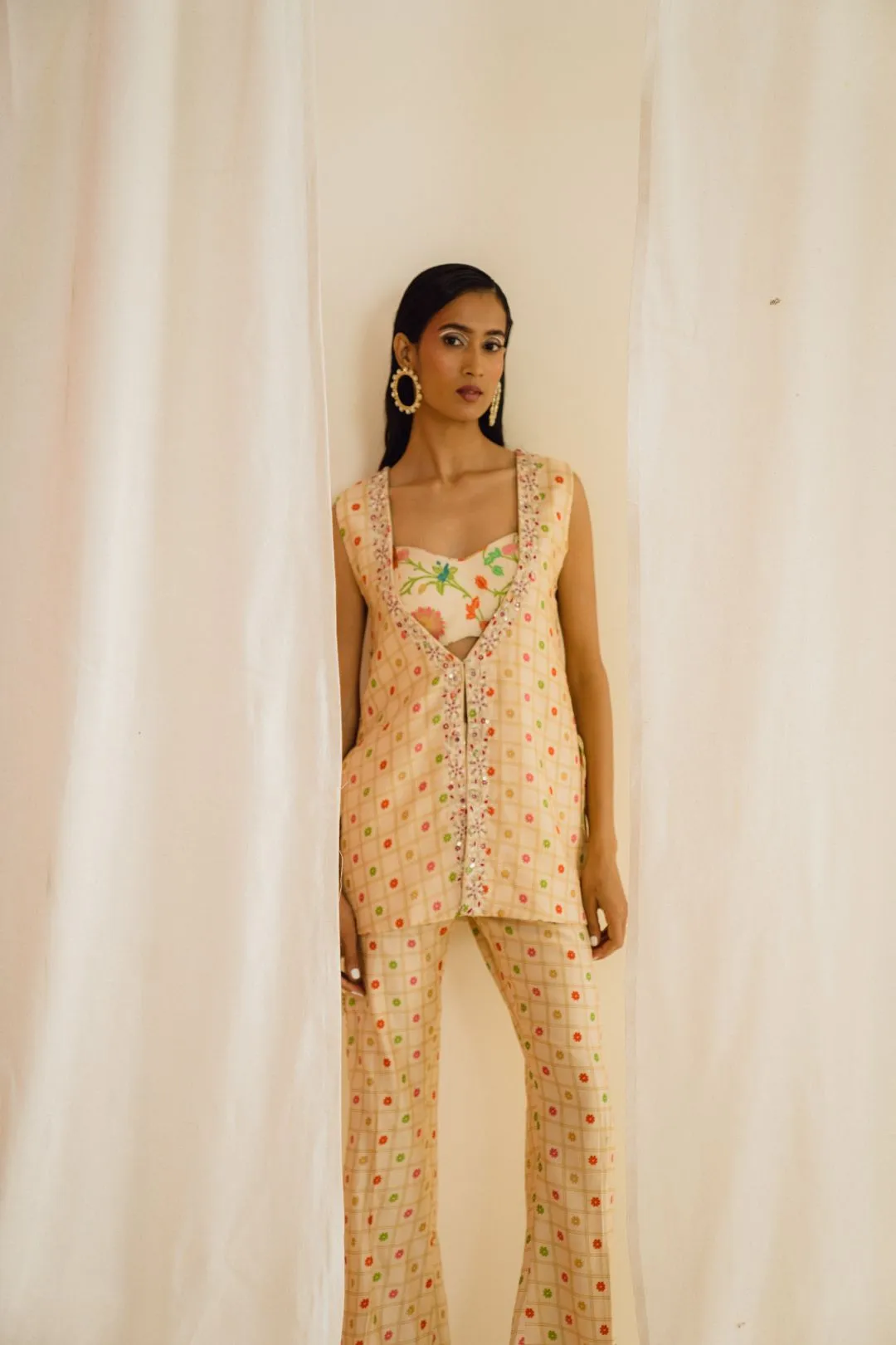 Ivory Printed Jacket set