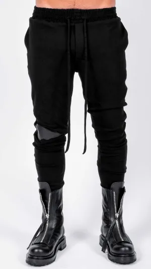 Jersey Trousers with Leather Detail