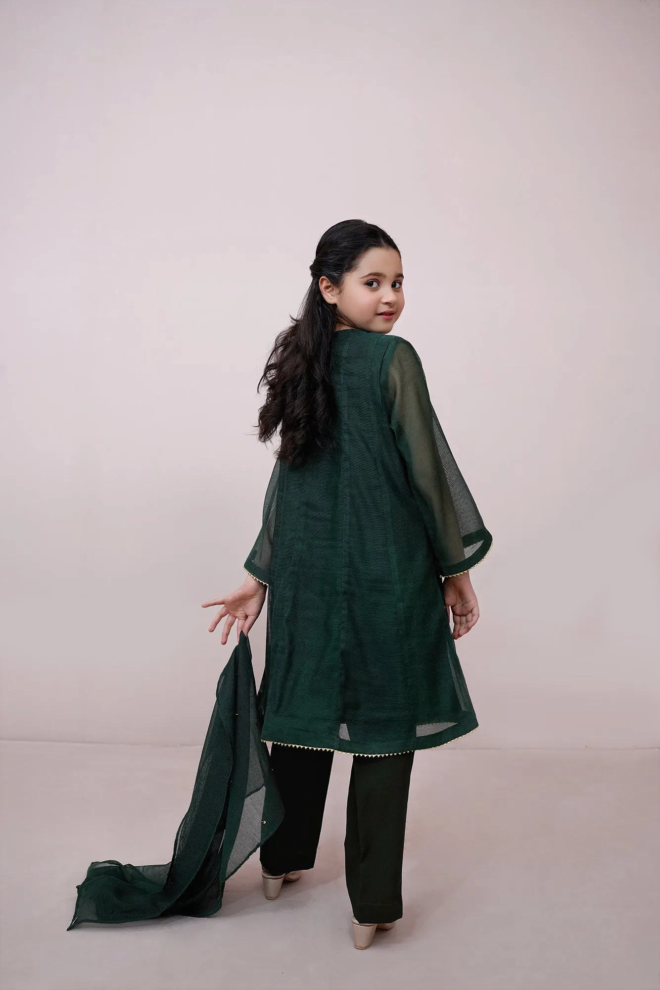 Kai Greeen Embroidered Khadi net
