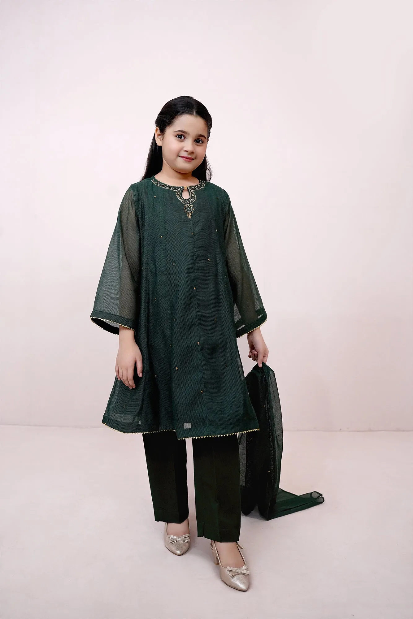 Kai Greeen Embroidered Khadi net