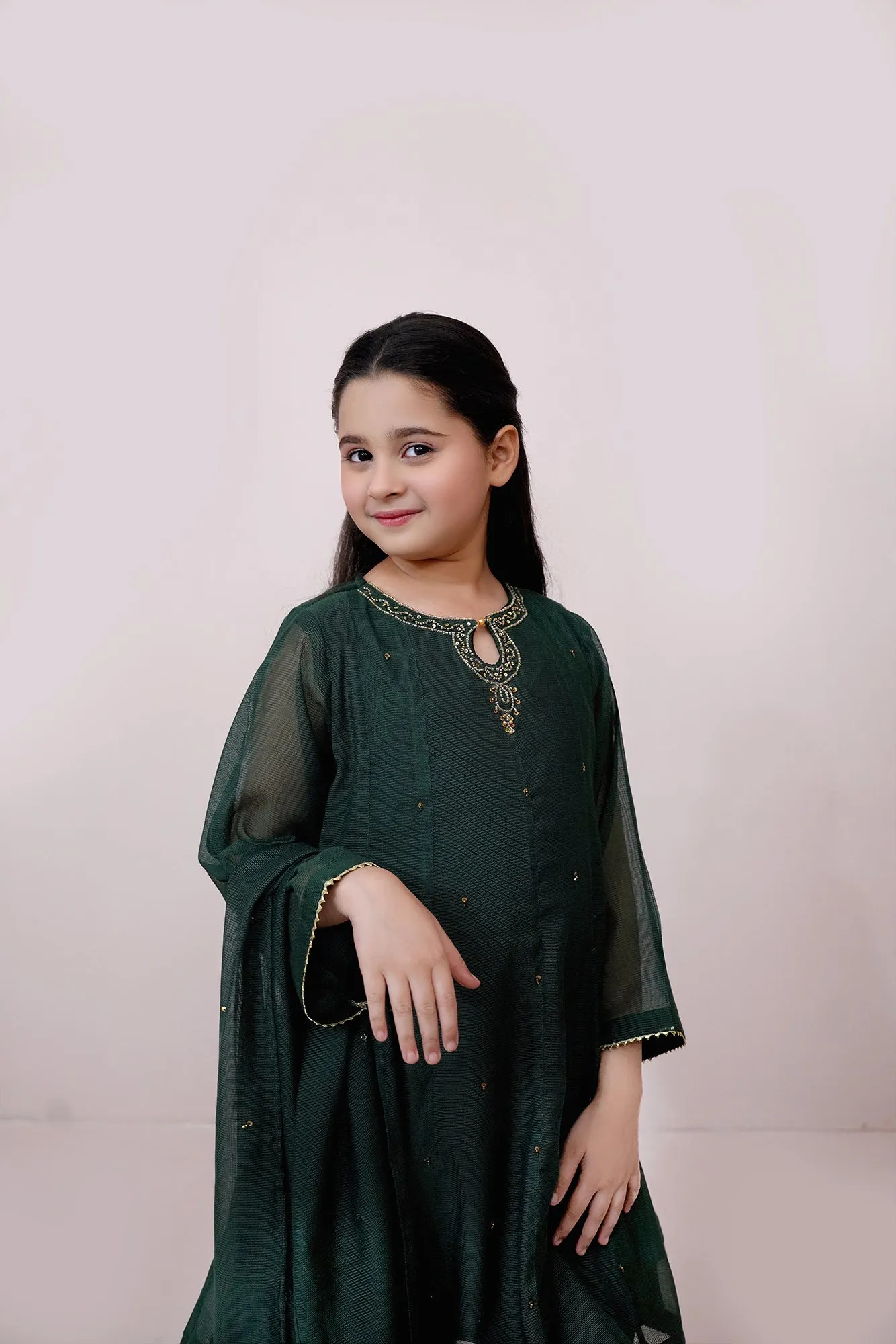 Kai Greeen Embroidered Khadi net