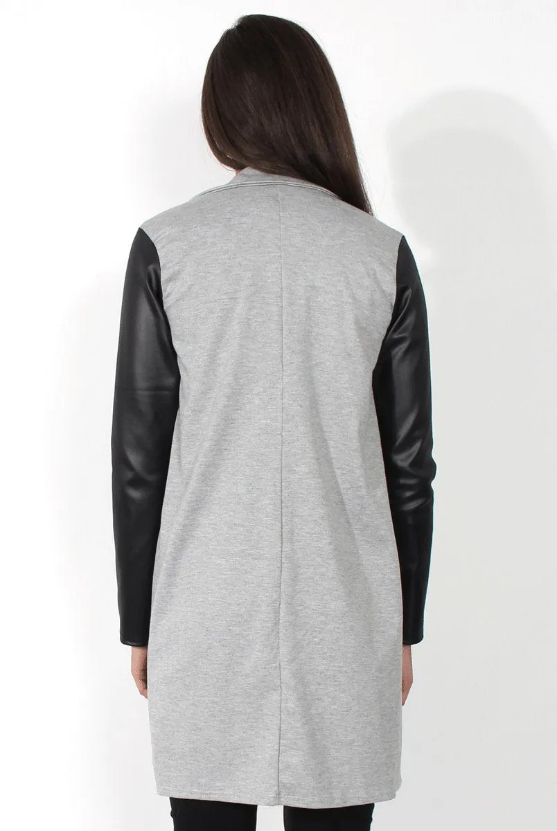 Karina Grey PU Long Jacket